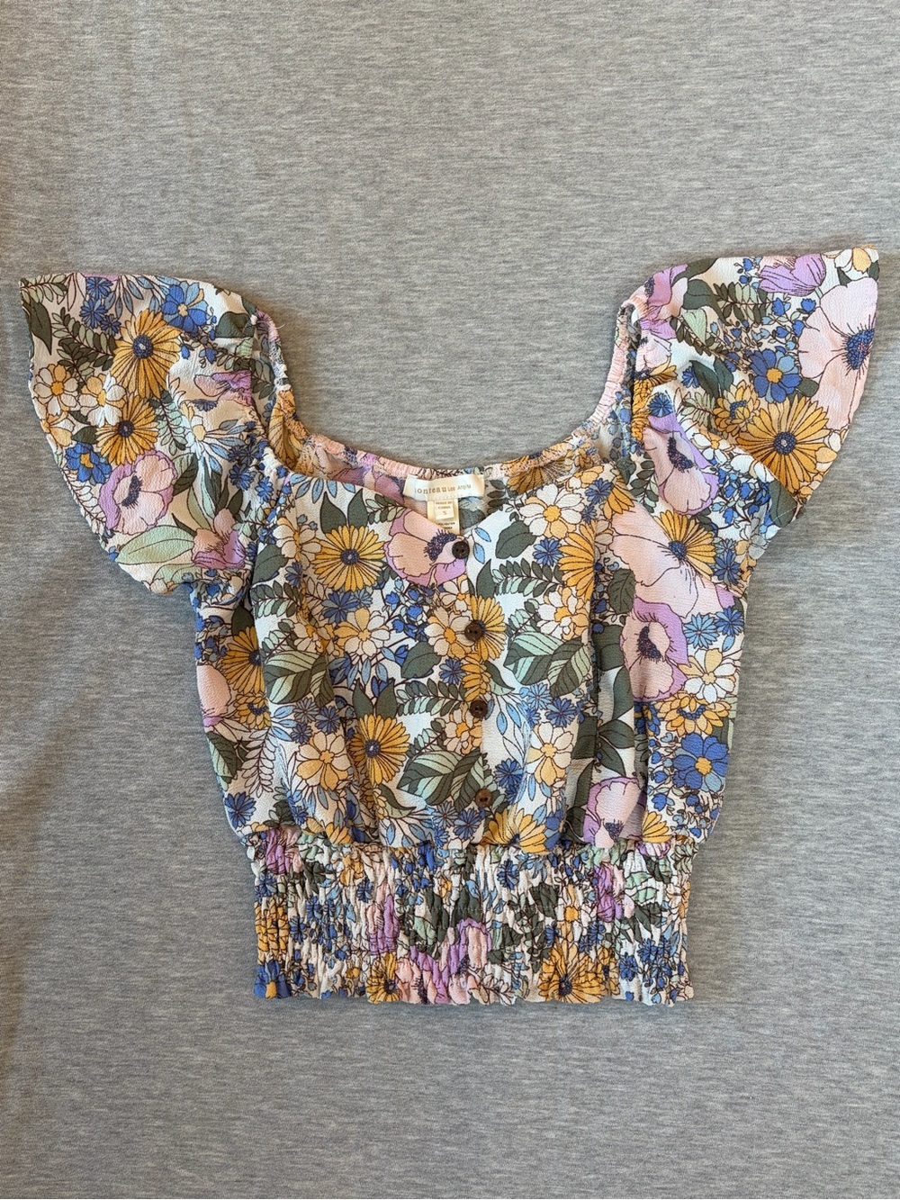 Monteau Floral Smocked Crop Top